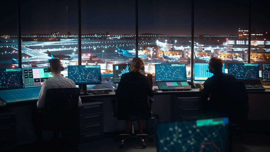 Air Traffic Controllers in modern tower environment